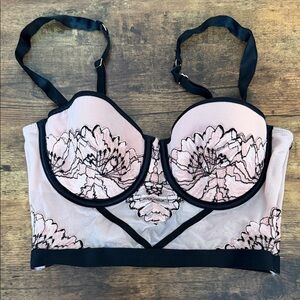 Auden Black and Pink Lace Bra